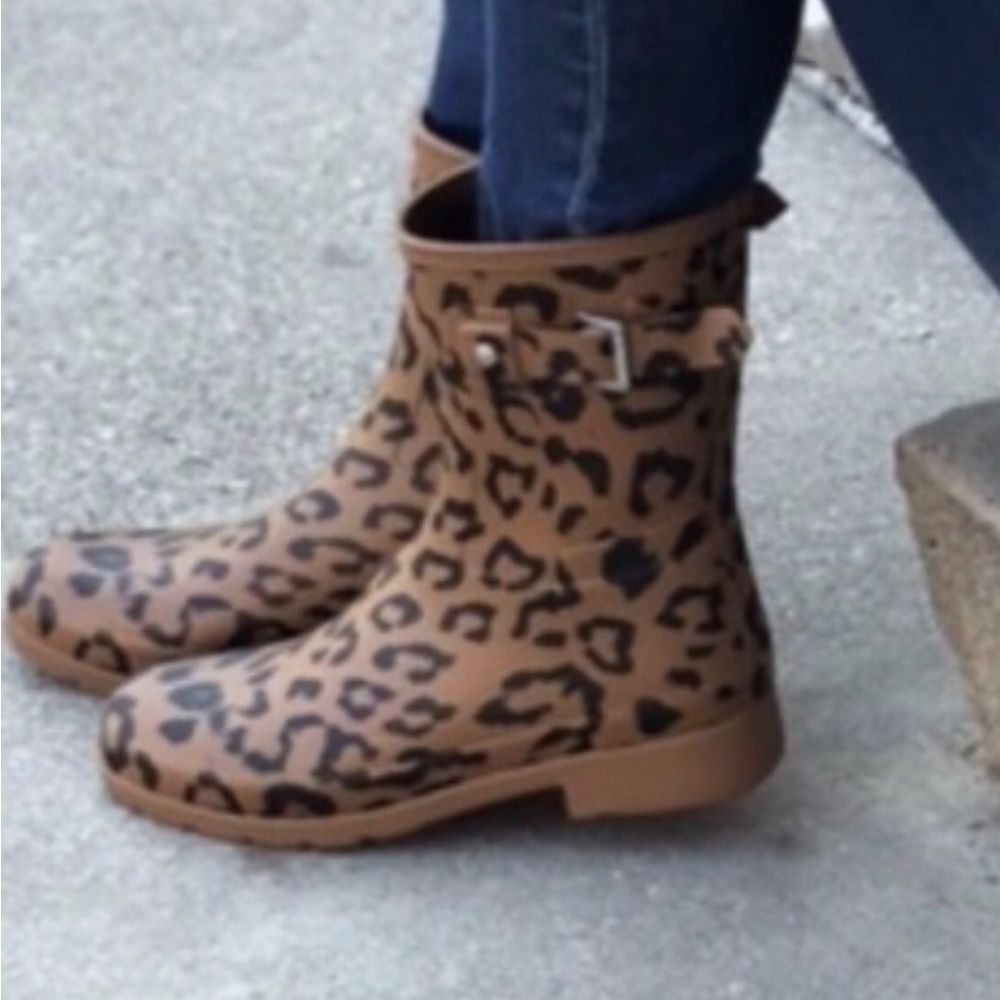 HUNTER Original Leopard Print Refined Short Rain Boot